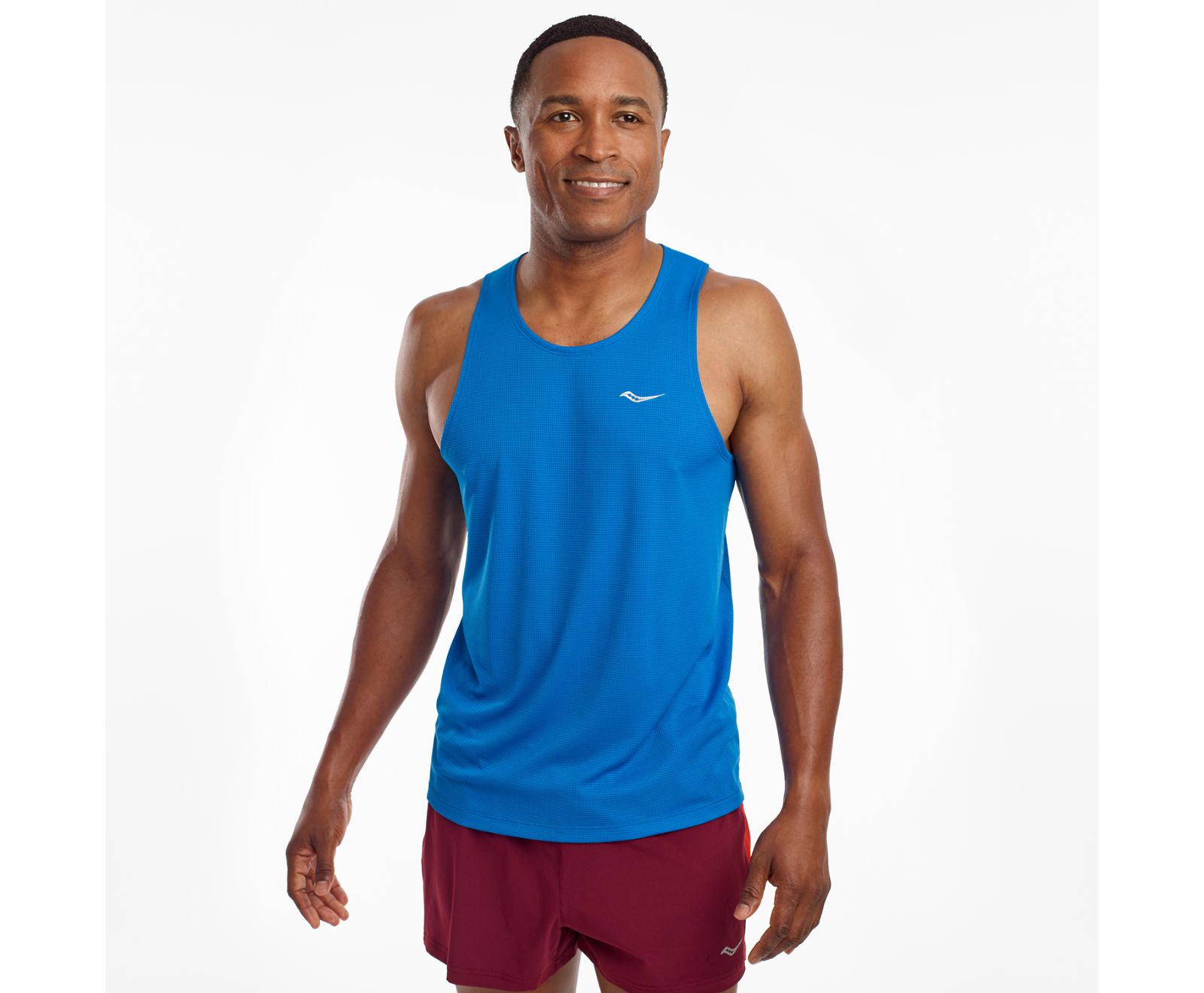 Men\'s Saucony Stopwatch Singlet Tanks Blue | Singapore 663DFMN